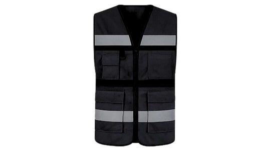 Chaleco Brigadista Negro Reflectante Alta Visibilidad – EPP Simbologic