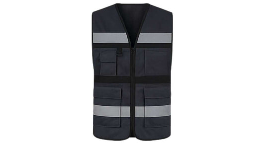 Chaleco Brigadista Gris Oxford Reflectante Alta Visibilidad – EPP Simbologic