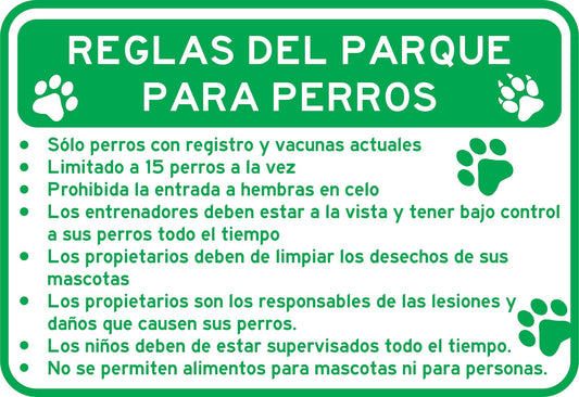 REGLAS DEL PARQUE PARA PERROS Simbologic