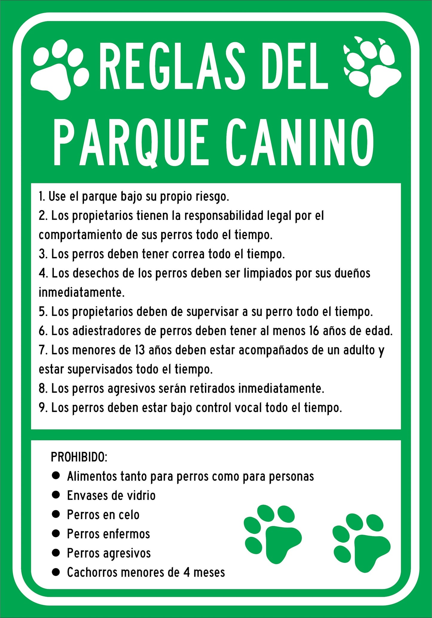 REGLAS DEL PARQUE CANINO Simbologic