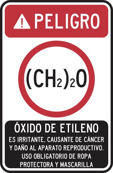 Peligro ( (6H2) 2O) Óxido De Etileno. Es Irritante. Causante De Cáncer Simbologic