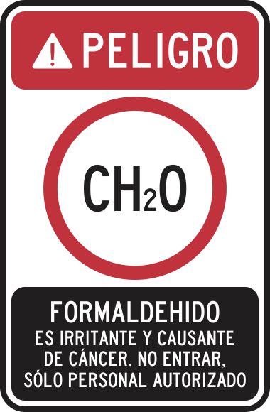 Peligro (Ch2O) Formaldehído Es Irritante Y Causante De Cáncer. No Entrar Simbologic