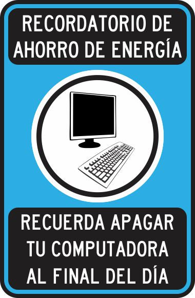Recordatorio De Energía. Recuerda Apagar Tu Computadora Al Final Del Día. Simbologic
