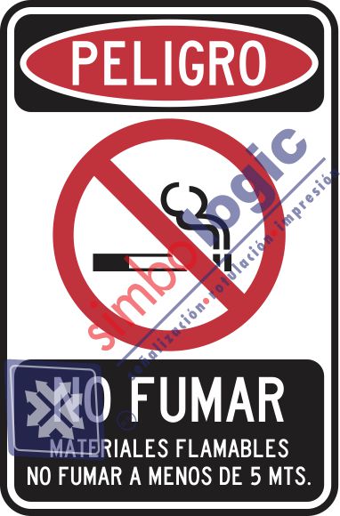 Materiales Flamables, No Fumar A Menos 5M Simbologic