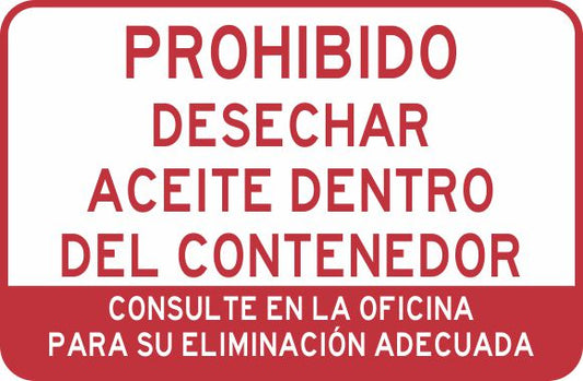 Prohibido Desechar Aceite Dentro Del Contenedor Simbologic