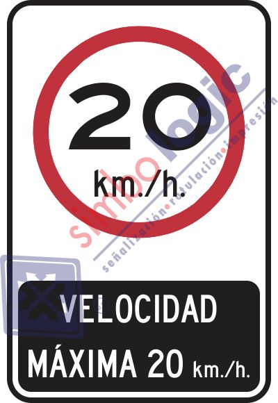 Velocidad Máxima 20 Km/H Simbologic