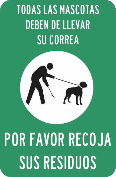 Todas Las Mascotas Deben Llevar Su Correa. Por Favor Recoja Los Residuos Simbologic