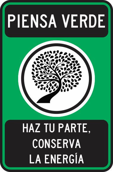 Piensa Verde. Haz Tu Parte Conserva La Energía Simbologic