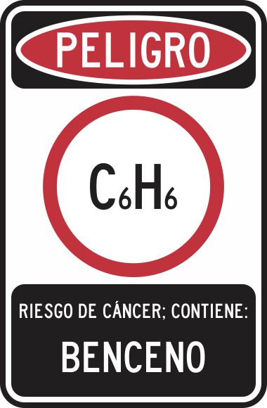 Peligro (C6H6) Riesgo De Cáncer; Contiene: Benceno Simbologic