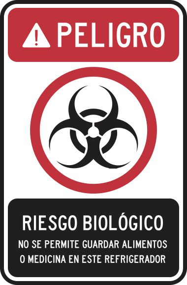 Peligro Riesgo Biológico No Se Permite Guardar Alimentos O Medicina Simbologic