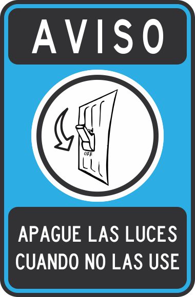 Aviso Apague Las Luces Cuando No Las Use Simbologic