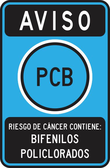Aviso (Pcb) Riesgo De Cáncer; Contiene: Bifenilos Policlorados Simbologic