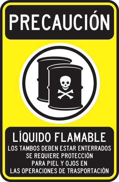 Precaucion Líquido Inflamable Los Tambos Deben Estar Enterrados Simbologic