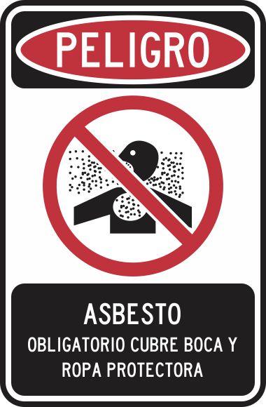 Peligro Asbesto Obligatorio Cubre Boca Y Ropa Protectora Simbologic