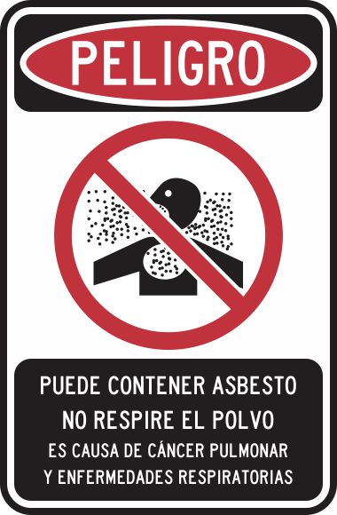 Peligro Puede Contener Asbesto No Respire El Polvo Simbologic