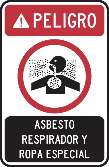Peligro! Asbesto. Respirador Y Ropa Especial Simbologic