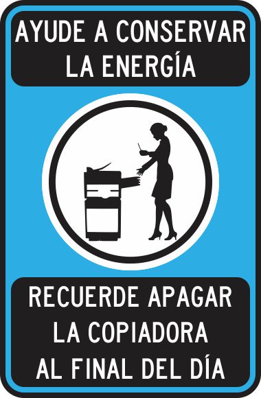 Ayude A Conservar La Energía. Recuerde Apagar La Copiadora Al Final Del Día Simbologic