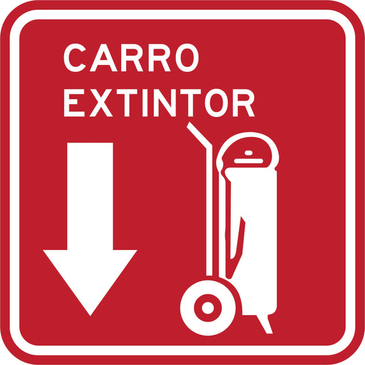 CARRO EXTINTOR CON FLECHA HACIA ABAJO Simbologic