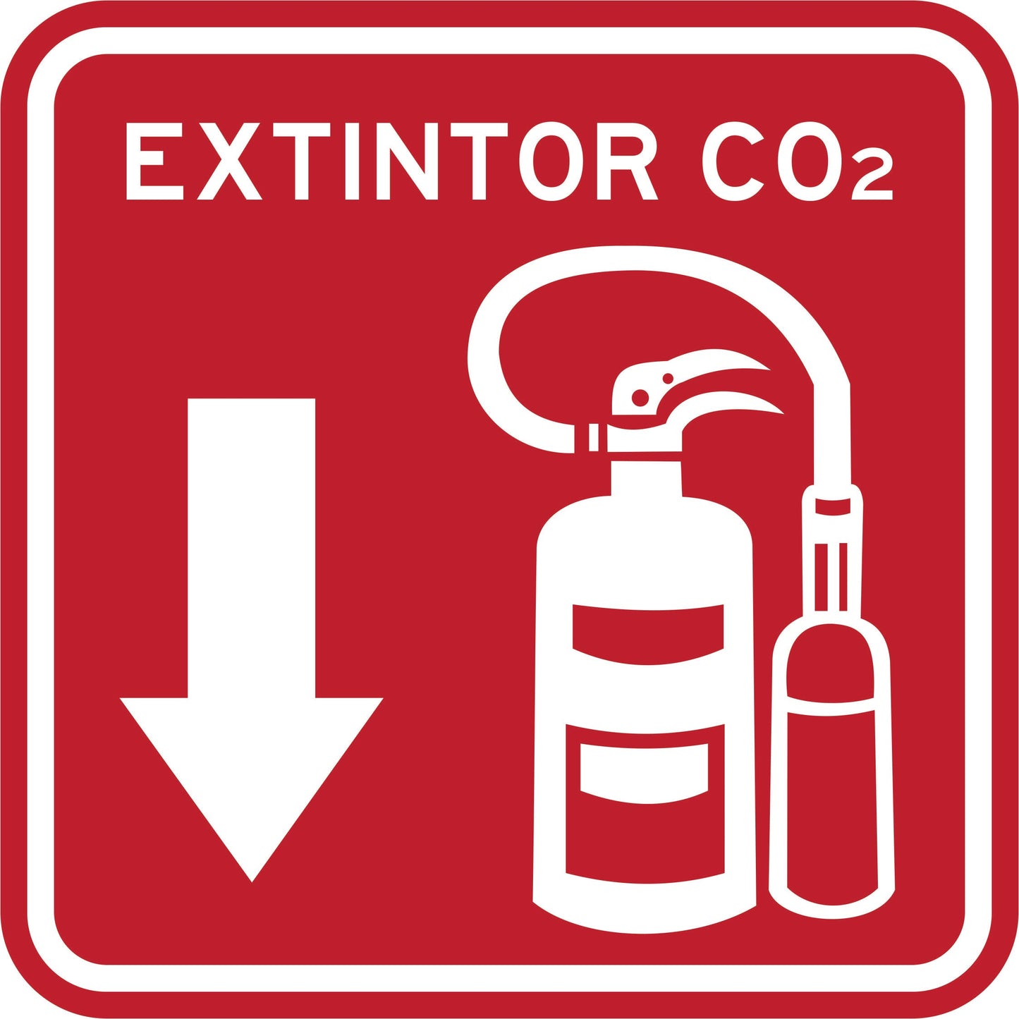 EXTINTOR CO2 CON FLECHA HACIA ABAJO Simbologic