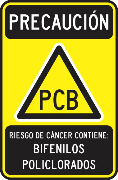 Precaucion (Pcb) Riesgo De Cáncer; Contiene: Bifenilos Policlorados Simbologic