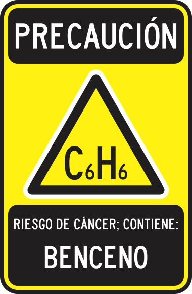 Precaucion (C6H6) Riesgo De Cáncer; Contiene: Benceno Simbologic