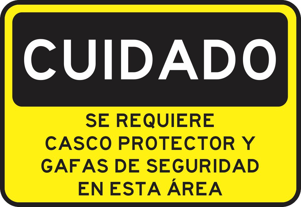 Se Requiere Casco Protector Y Gafas De Seguridad En Esta Área Simbologic