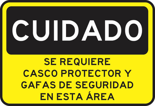 Se Requiere Casco Protector Y Gafas De Seguridad En Esta Área Simbologic