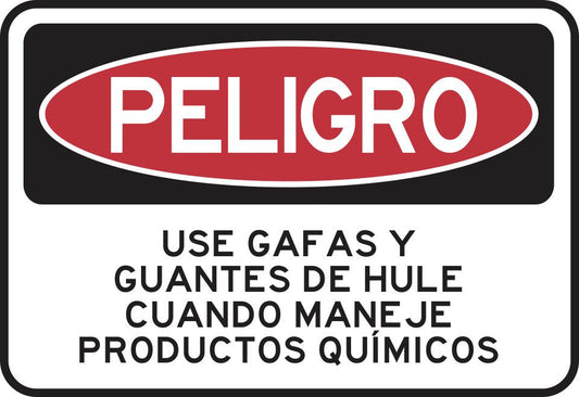 USE GAFAS Y GUANTES DE HULE CUANDO MANEJE PRODUCTOS QUÍMICOS Simbologic