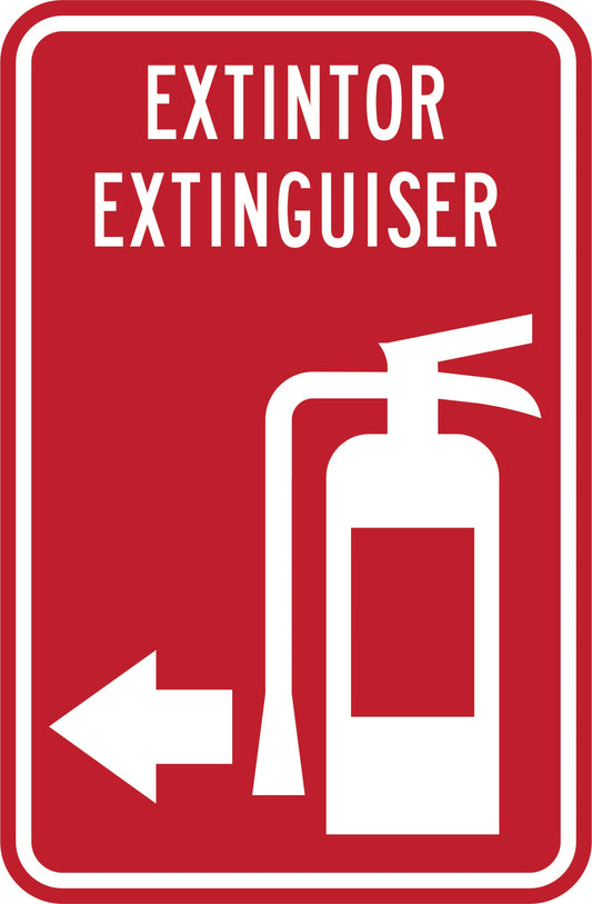EXTINTOR BILINGÜE  FLECHA IZQUIERDA Simbologic