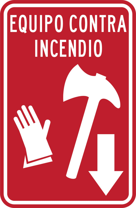 EQUIPO CONTRA INCENDIO FLECHA HACIA ABAJO Simbologic