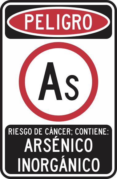 Peligro (As) Riesgo De Cáncer; Contiene: Arsénico Inorgánico Simbologic