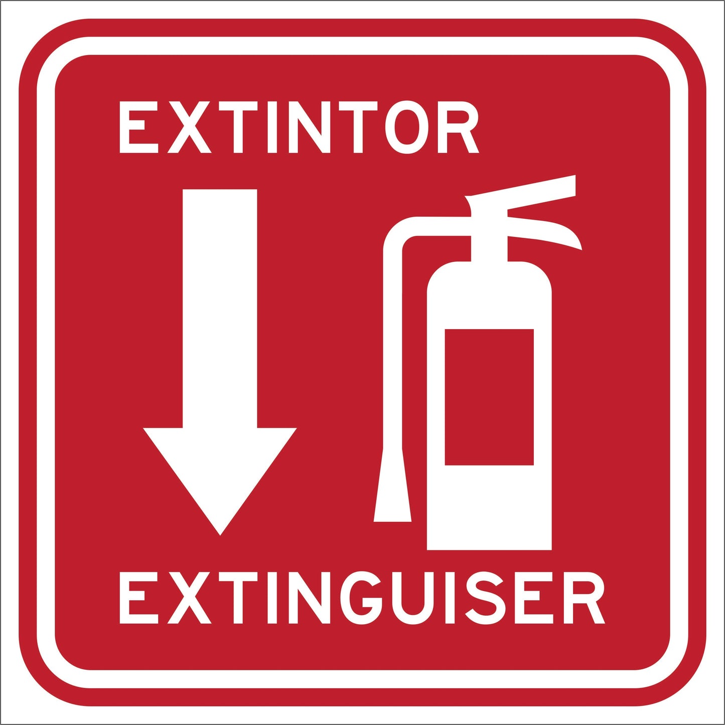EXTINTOR BILINGÜE CON FLECHA HACIA ABAJO Simbologic