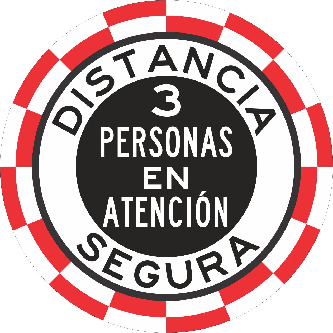 Vinil Para Piso Distancia Segura, 3 Personas En Atención Simbologic