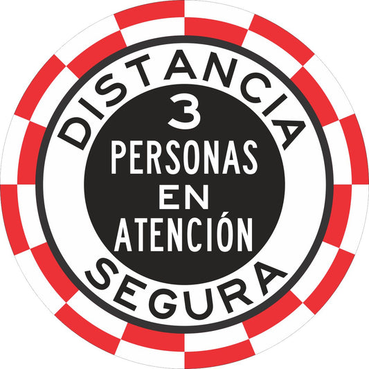 Vinil Para Piso Distancia Segura, 3 Personas En Atención Simbologic