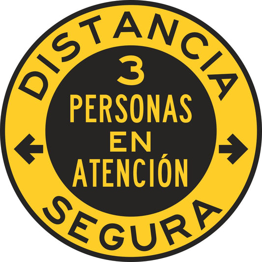 Vinil Para Piso Distancia Segura, 3 Personas En Atención Simbologic
