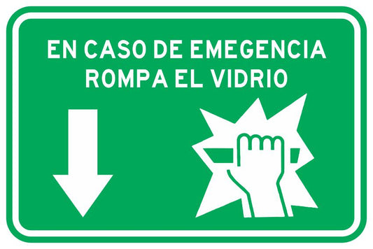 En Caso De Emrgencia Rompa El Vidrio Simbologic