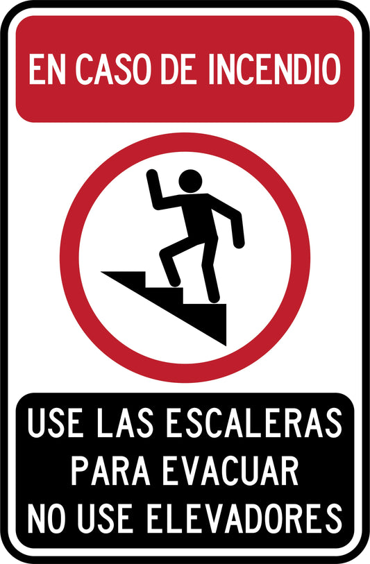 EN CASO DE INCENDIO USE LAS ESCALERAS PARA EVACUAR Simbologic